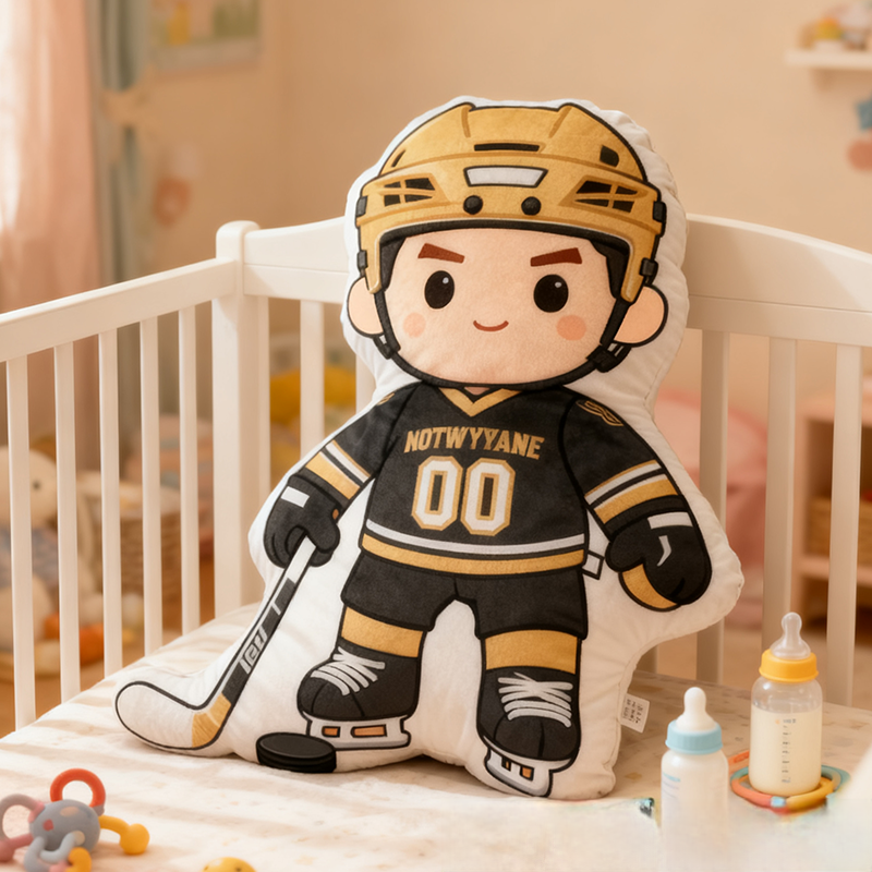 Personalized Ice Hockey Player Pillow with Custom Name and Number Perfect for Fans of All Ages