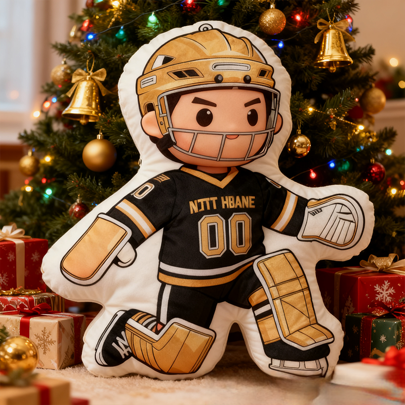 Personalized Ice Hockey Goalie Pillow with Custom Name and Number Perfect for Hockey Fans