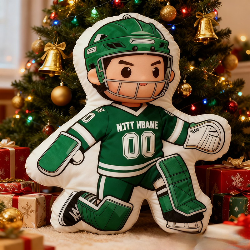 Personalized Ice Hockey Goalie Pillow with Custom Name and Number Perfect for Hockey Fans