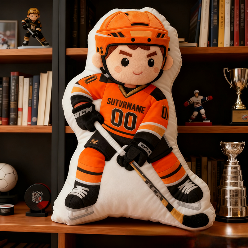 Personalized Ice Hockey Player Pillow with Custom Name and Number Perfect Gift for Hockey Enthusiasts