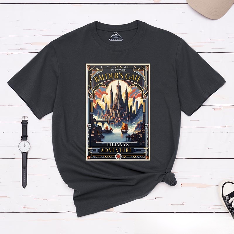 Personalized Journey to the Gate Game Classic T-Shirts CRPG Video Game Tshirt Fantasy Game Shirt