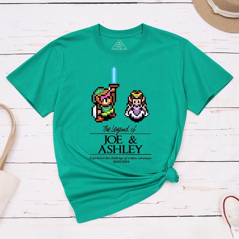 Personalized the Legend of You Couple Anniversary Classic T-Shirts Video Game Tshirt Geek Gaming Nerd Shirt Valentine's Day