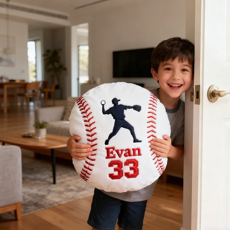 Personalized Baseball Pillow with Custom Name and Player Graphic Gift for kids or Teammates