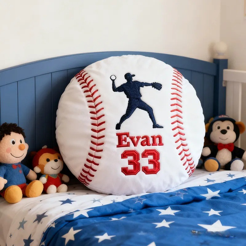 Personalized Baseball Pillow with Custom Name and Player Graphic Gift for kids or Teammates