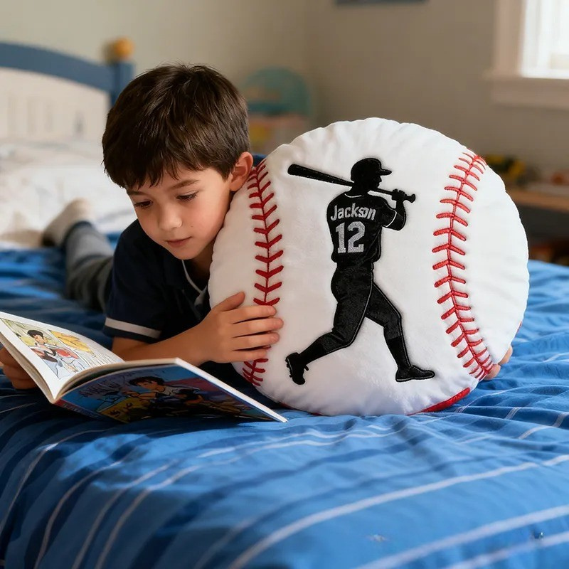 Personalized Baseball Pillow with Custom Name and Player Graphic Gift for kids or Teammates