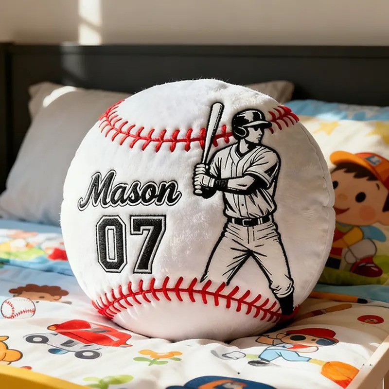 Personalized Baseball Pillow with Custom Name and Player Graphic Gift for kids or Teammates