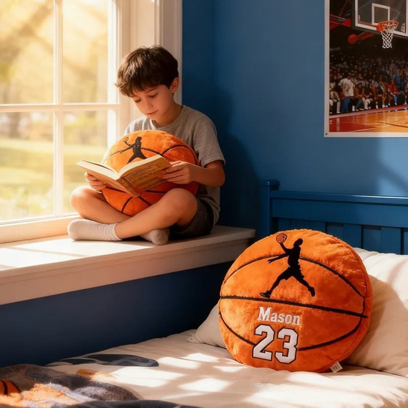 Personalized Basketball Pillow with Custom Name and Jersey Number for Kids and Sports Fans