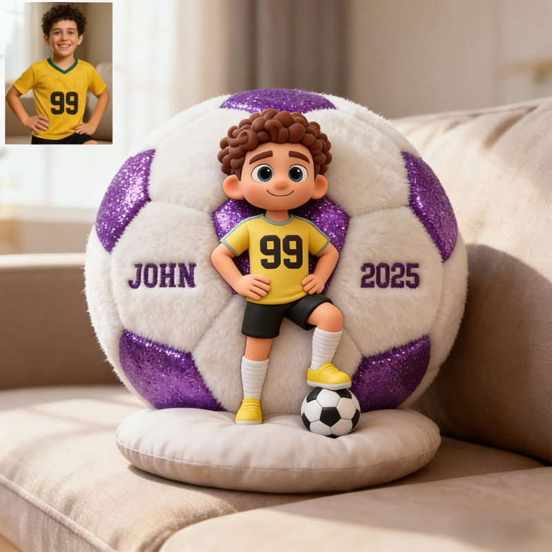 Personalized Soccer Player Pillow with Custom Name and Jersey Number