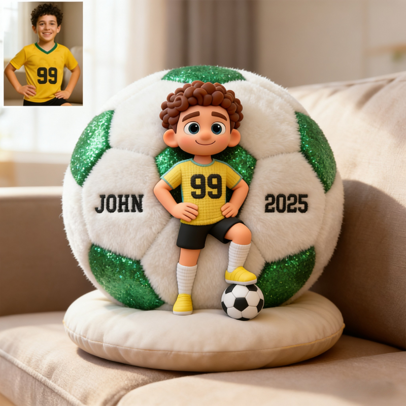 Personalized Soccer Player Pillow with Custom Name and Jersey Number