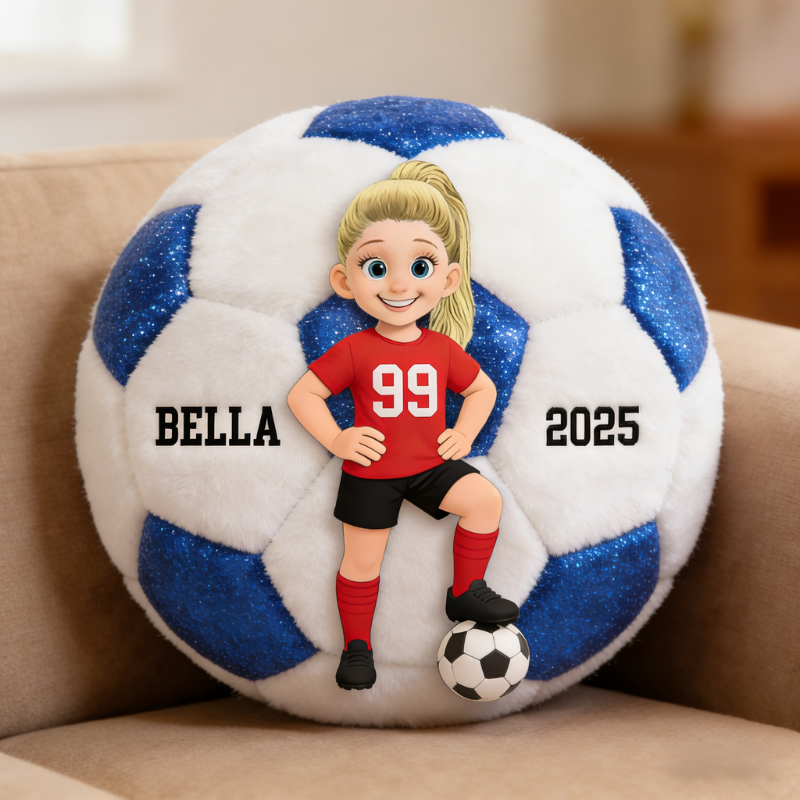 Personalized Soccer Player Pillow with Custom Name and Jersey Number