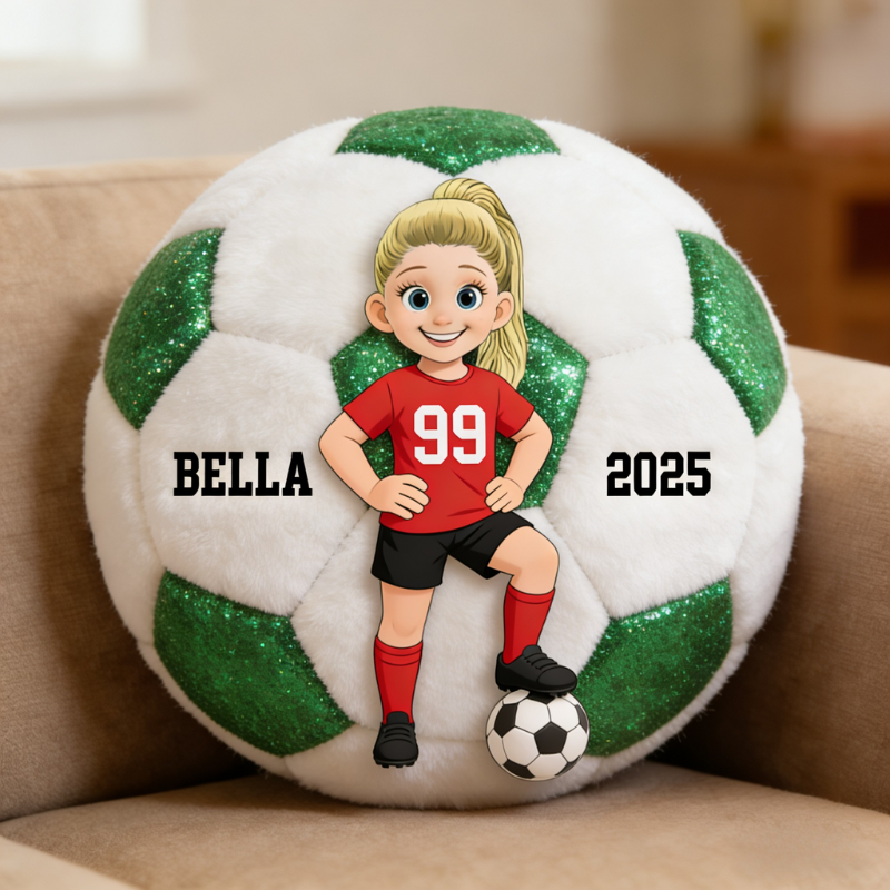 Personalized Soccer Player Pillow with Custom Name and Jersey Number