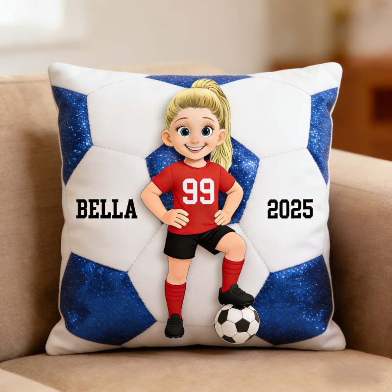 Personalized Graphic 3D Print Soccer Pillow with Custom Name&Number for Soccer Lovers