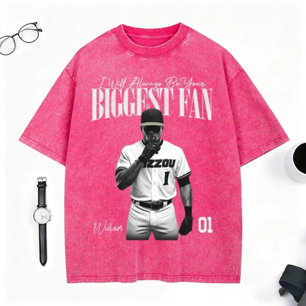Personalized Biggest Fan Washed T-Shirt with Player Image and Name Customization