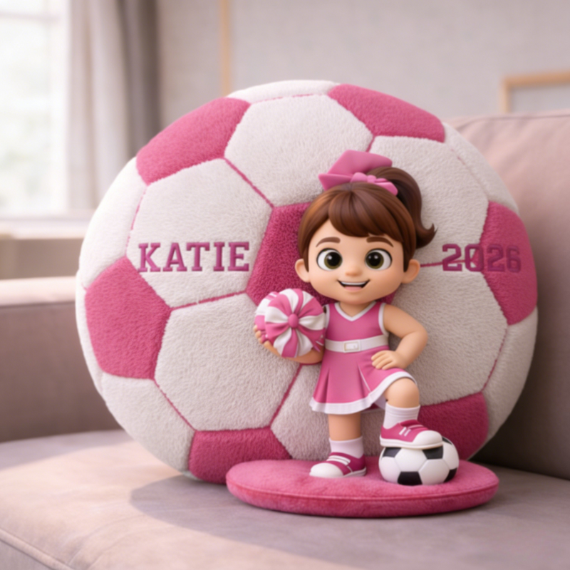 Personalized Cheerleader Pillow – Custom 3D Cartoon Photo with Name &Number