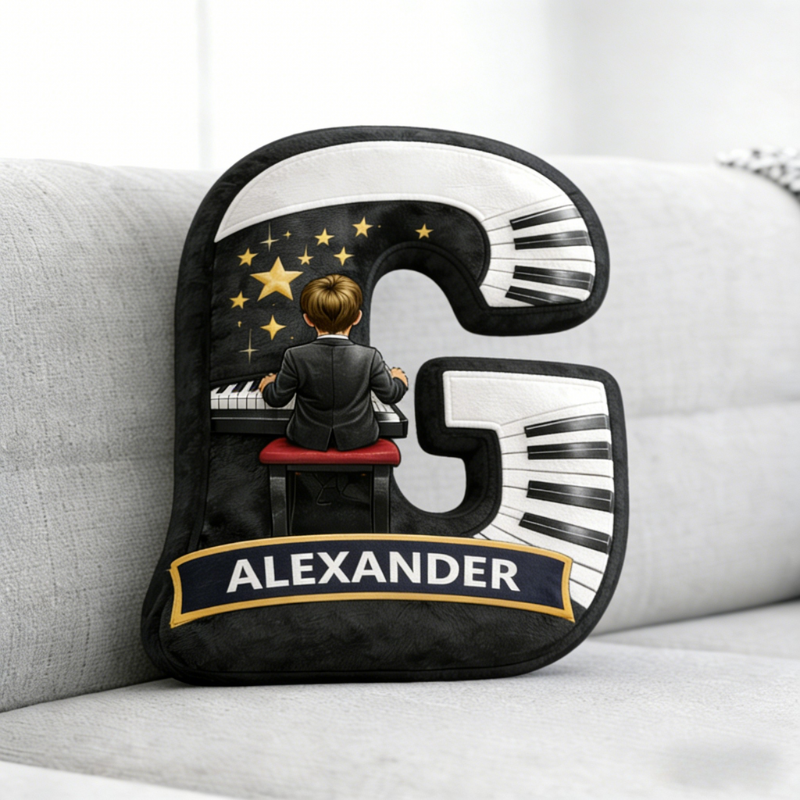 Personalized Piano Printed Pillow for Music Lovers or Kids Gife
