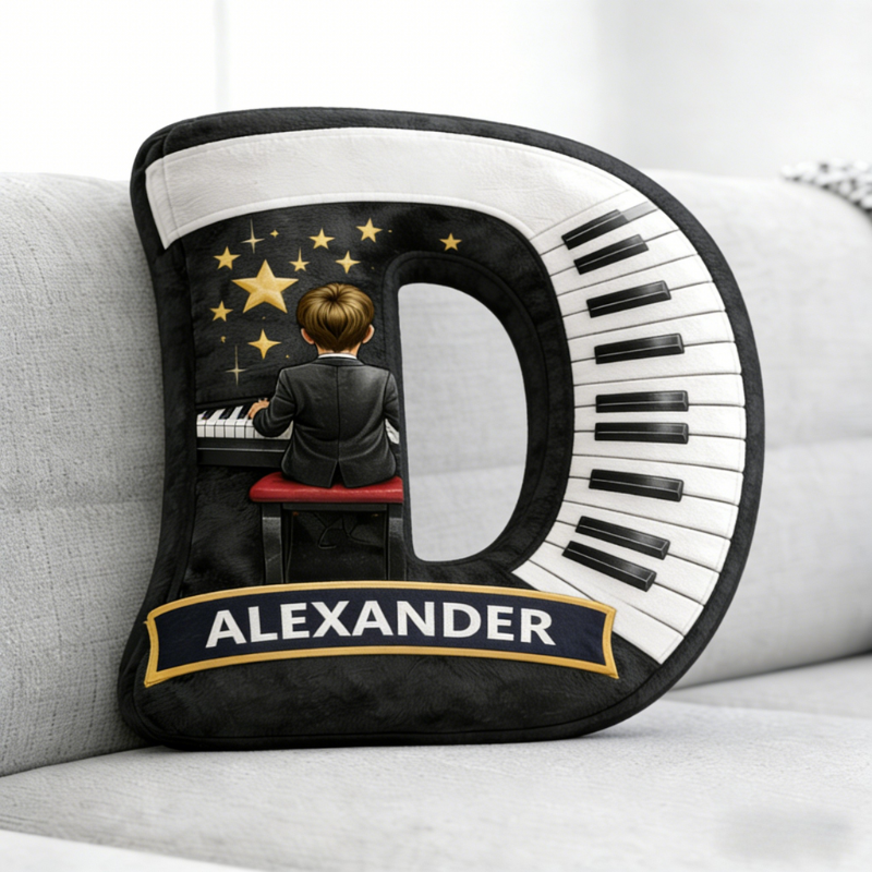 Personalized Piano Printed Pillow for Music Lovers or Kids Gife