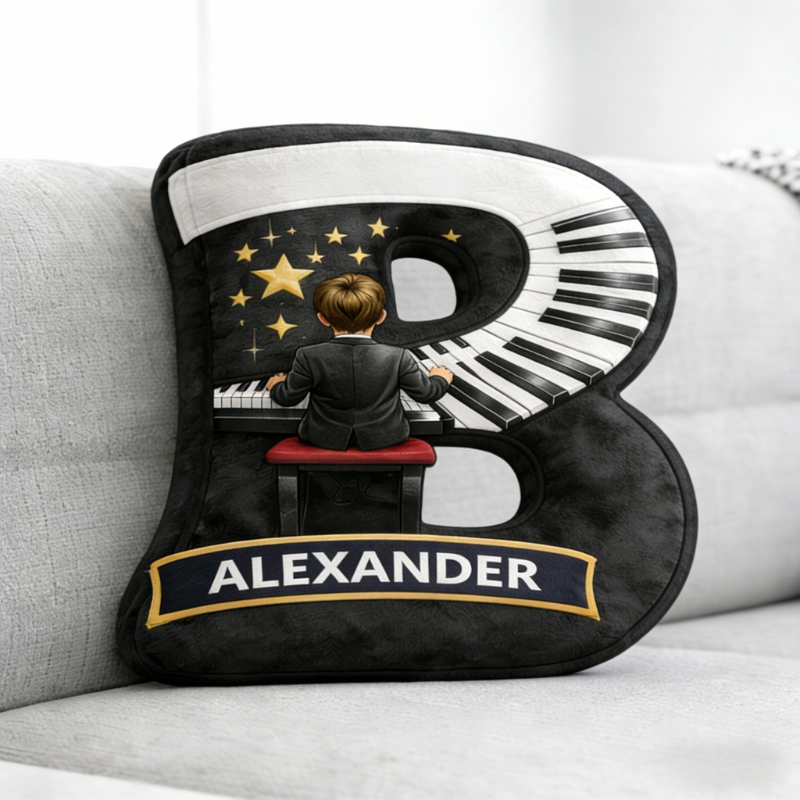 Personalized Piano Printed Pillow for Music Lovers or Kids Gife