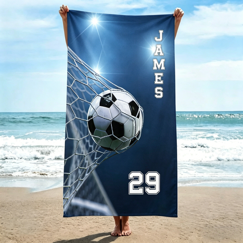 Personalized Soccer Beach Towel with Name&Number For Soccer Lovers