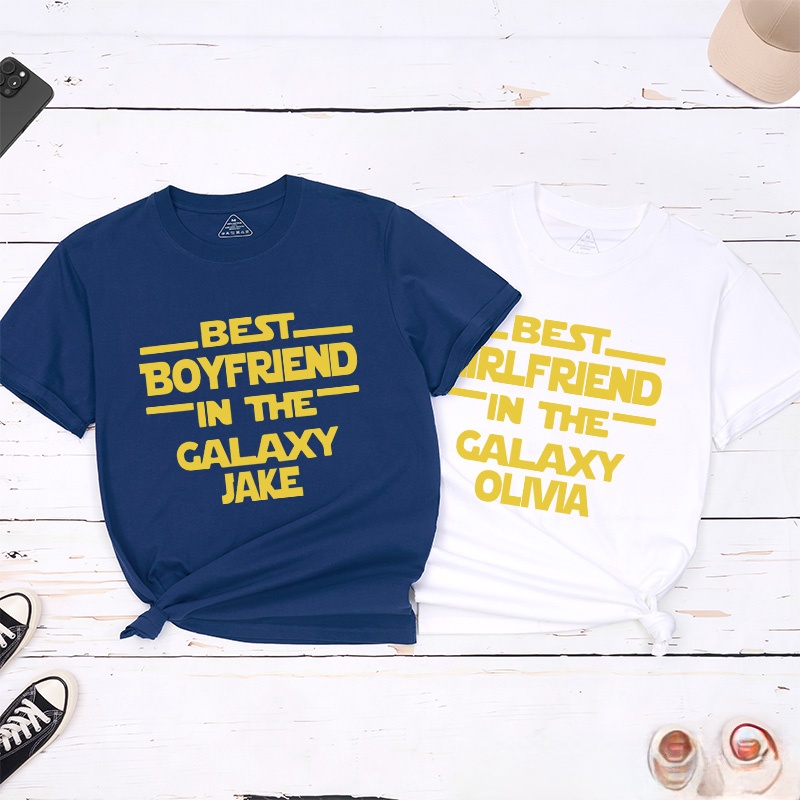 Personalized Best Couple in the Galaxy Matching Classic T-Shirts Honeymoon Shirt for Movie Lovers Valentines Day Just Married Shirt