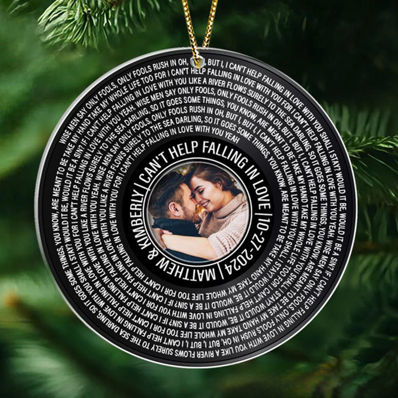 Personalized Song Photo Ornament and Couple Vinyl Record Christmas Ornament and Personalized Couple Photo Ornament