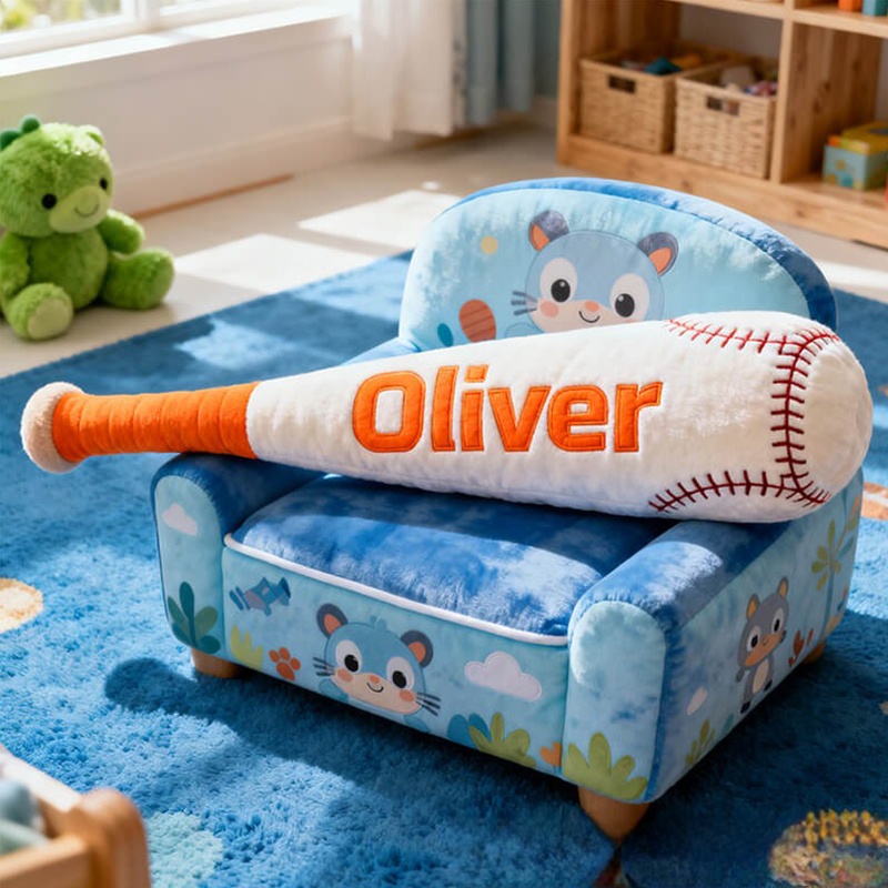 Personalized Baseball Bat Shaped Pillow with Custom Name for Kids