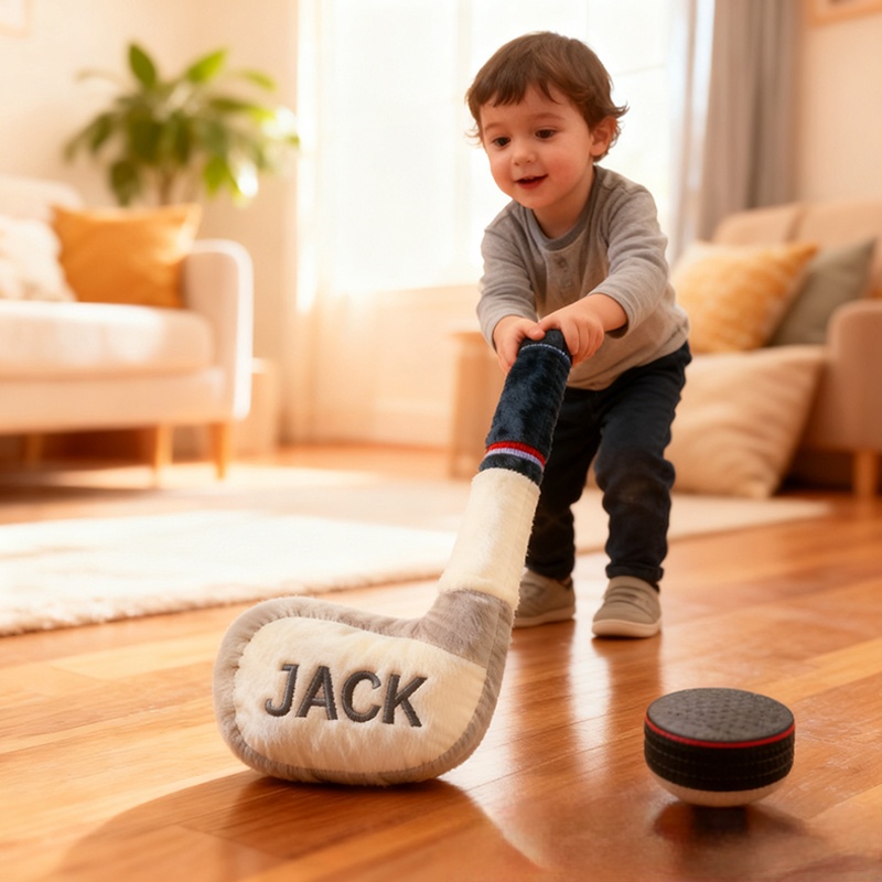 Personalized Ice Hockey Stick Pillow with Custom Name for Kids’ Playrooms and Bedrooms