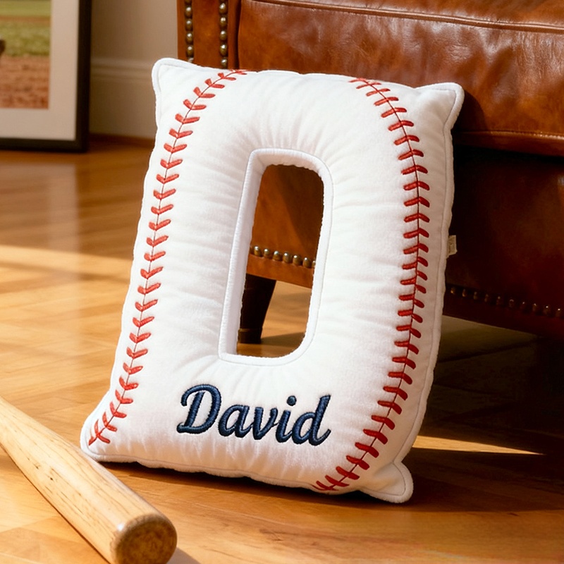 Personalized Baseball Letter Pillow with Custom Name for Sports Fans