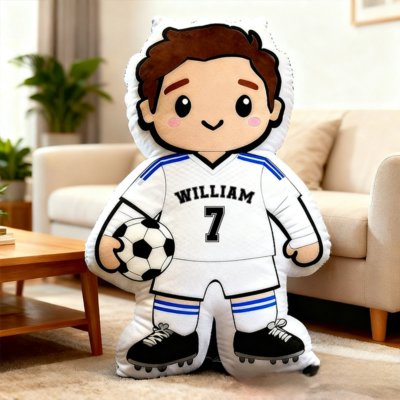 Personalized Soccer Player Pillow with Custom Jersey Number