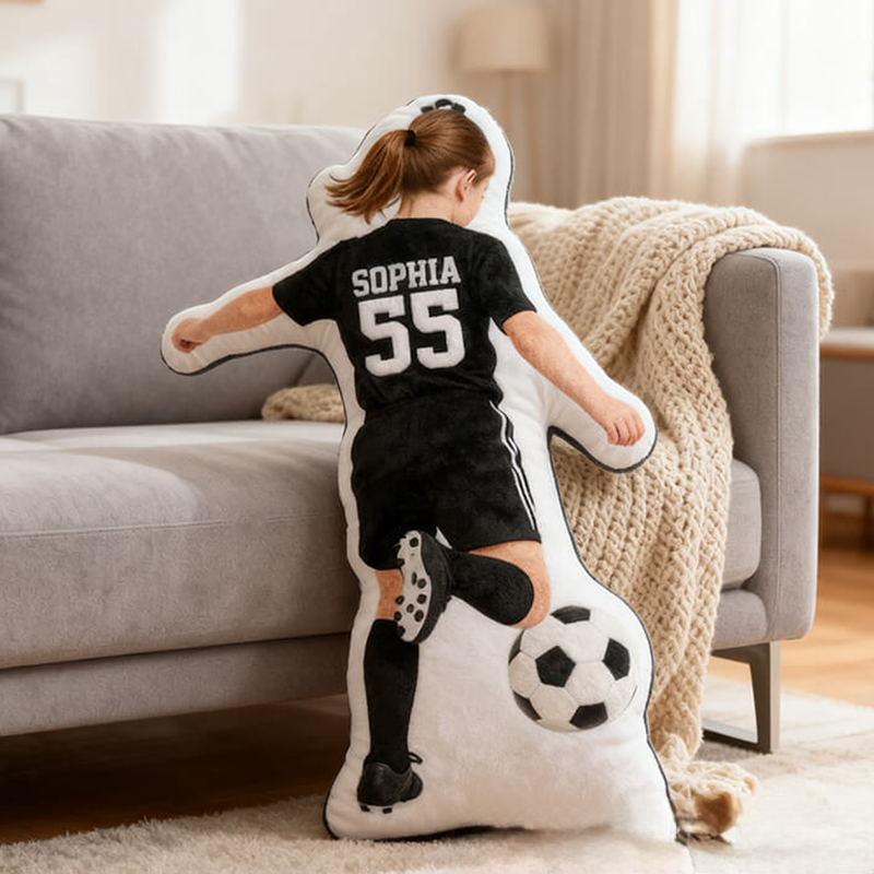 Personalized Soccer Player Pillow with Custom Name and Number