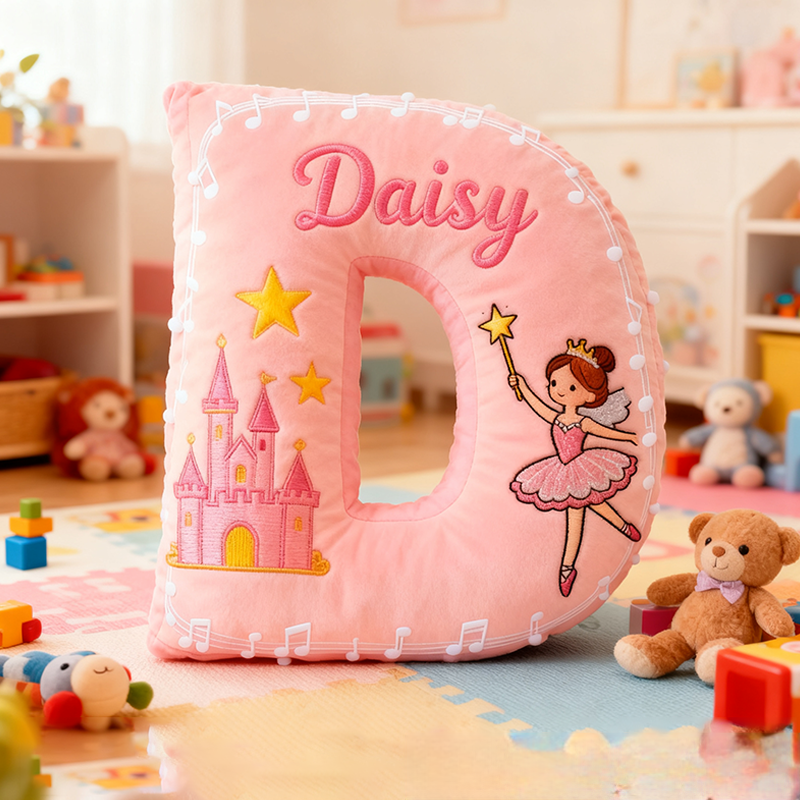 Personalized Colorful 26 Letter Castle Pattern Cute Graphic 3D Print Pillow Cute Magic Beautiful Letter Custom Pillow Gift for Kids