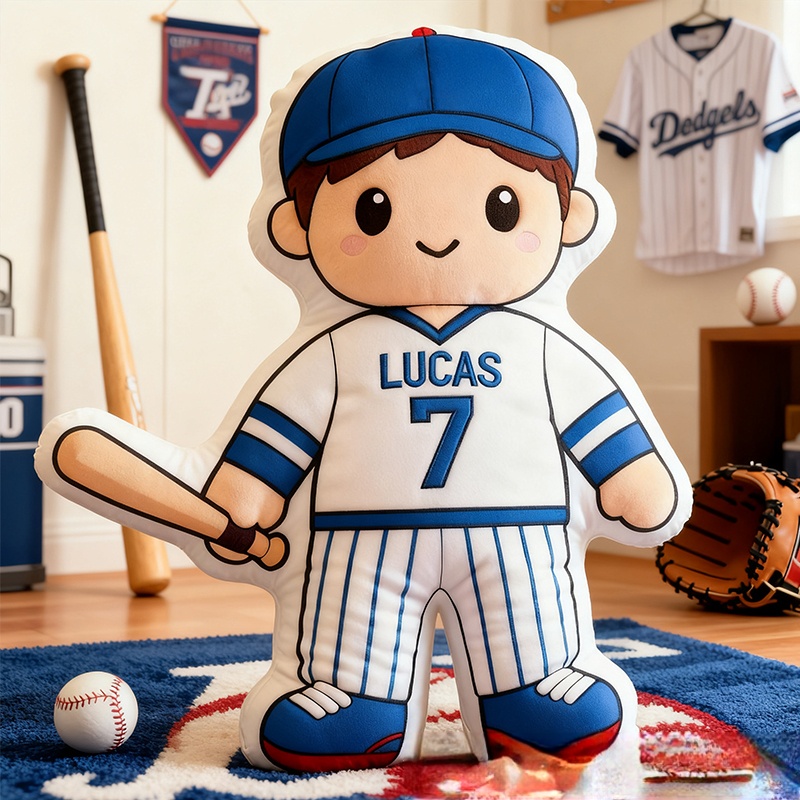 Personalized Baseball Player Pillow with Custom Name and Jersey Number  for Kids and Fans