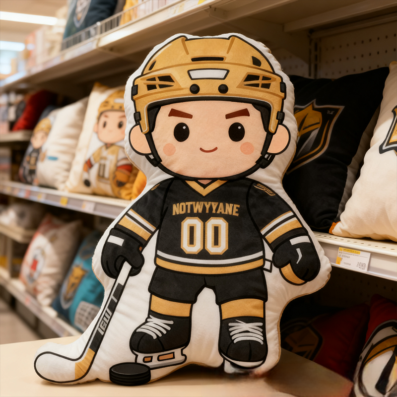 Personalized Ice Hockey Player Pillow with Custom Name and Number Perfect for Fans of All Ages