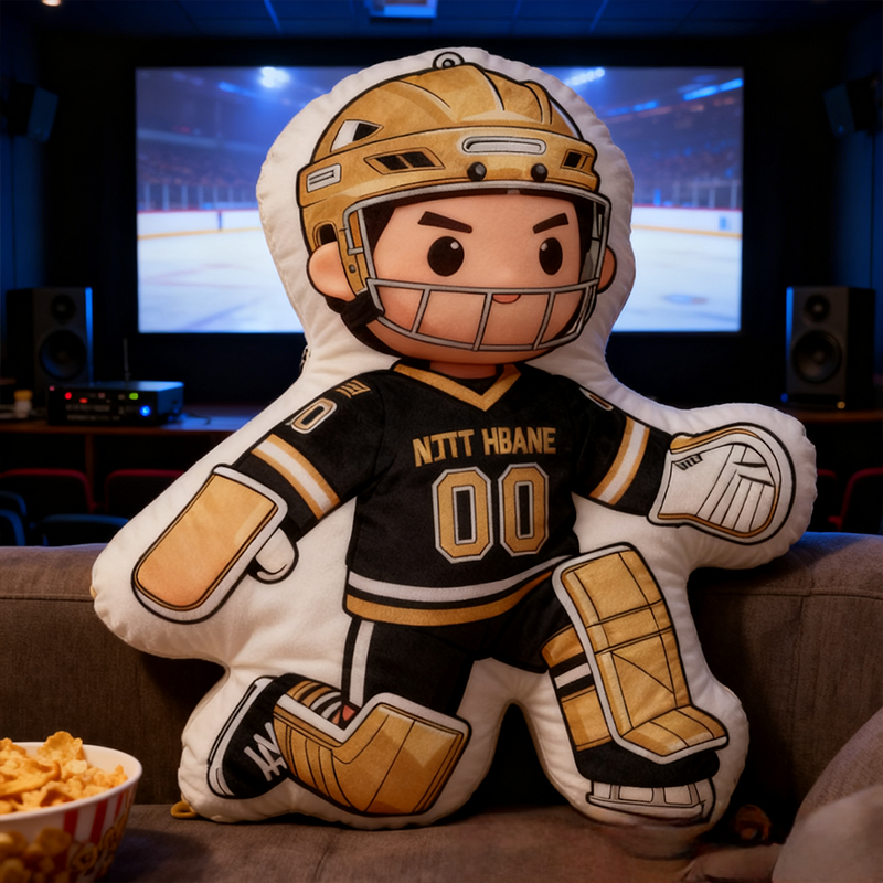 Personalized Ice Hockey Goalie Pillow with Custom Name and Number Perfect for Hockey Fans