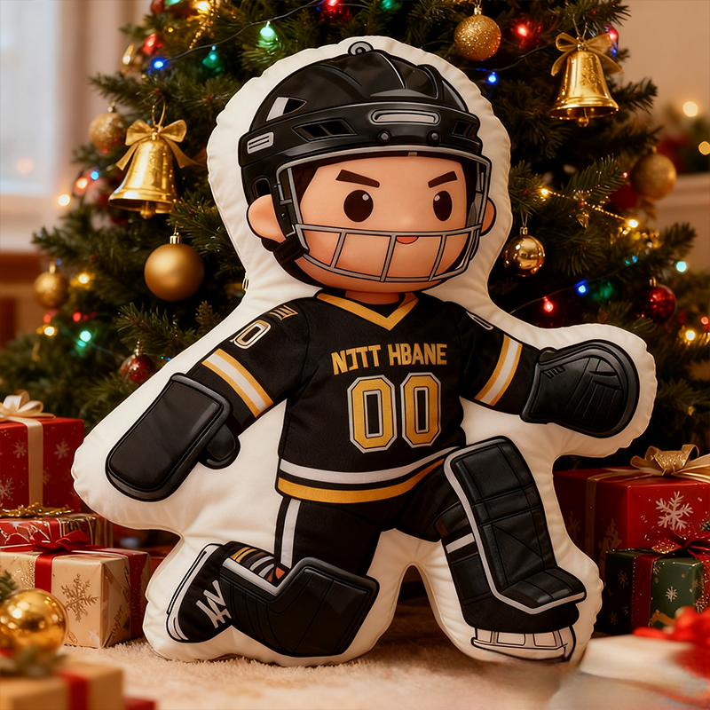 Personalized Ice Hockey Goalie Pillow with Custom Name and Number Perfect for Hockey Fans