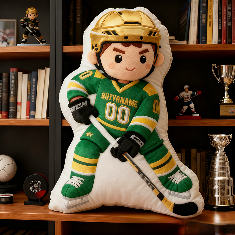 Personalized Ice Hockey Player Pillow with Custom Name and Number Perfect Gift for Hockey Enthusiasts
