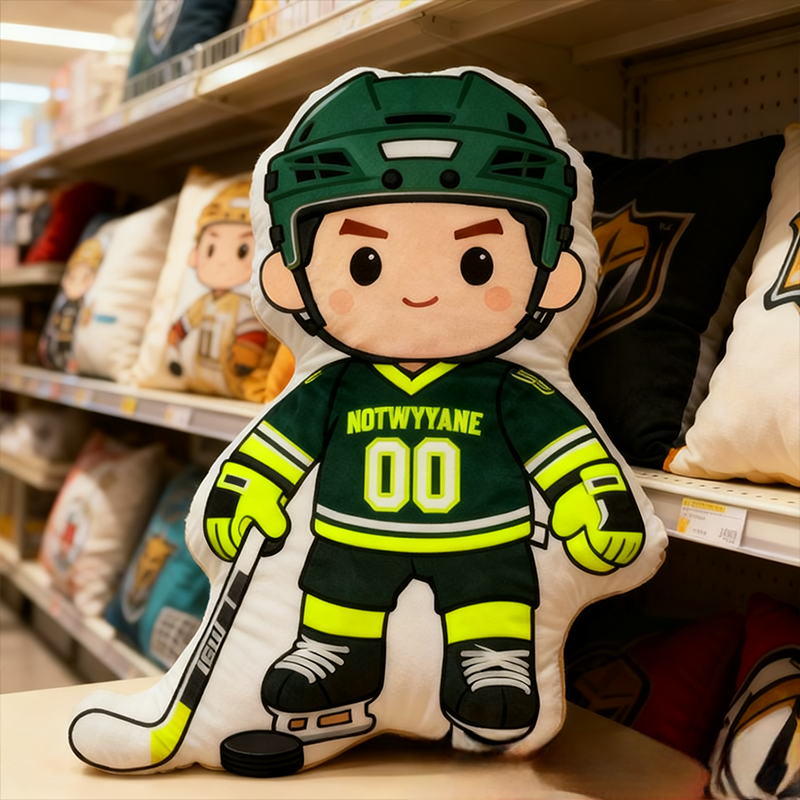 Personalized Ice Hockey Player Pillow with Custom Name and Number Perfect for Fans of All Ages