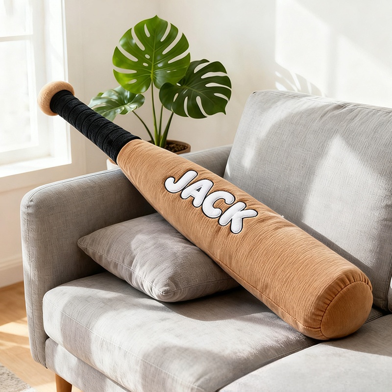 Personalized Baseball Bat Shaped Pillow with Custom Name for Kids