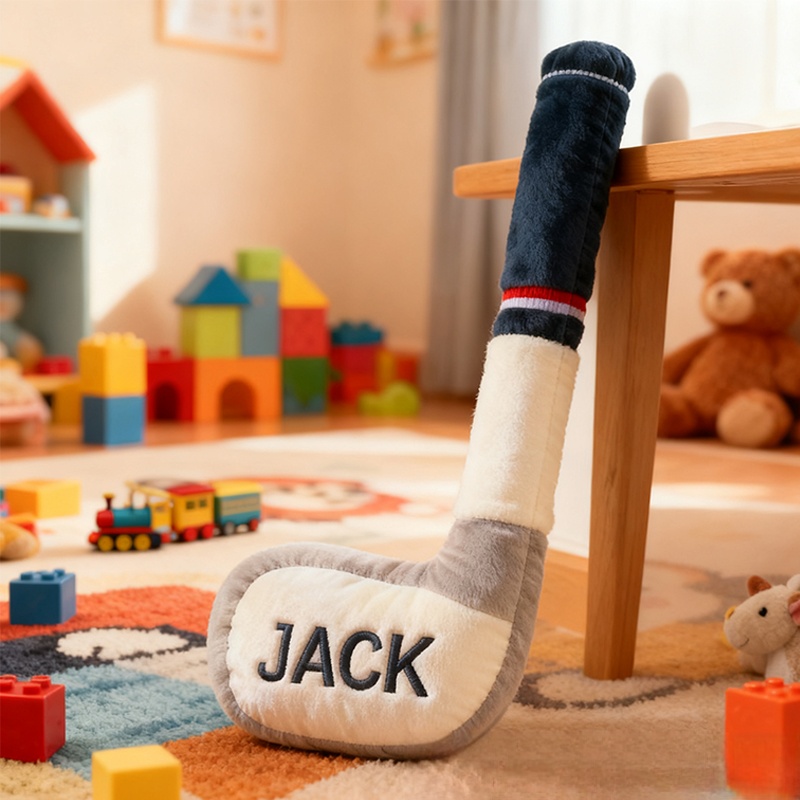 Personalized Ice Hockey Stick Pillow with Custom Name for Kids’ Playrooms and Bedrooms