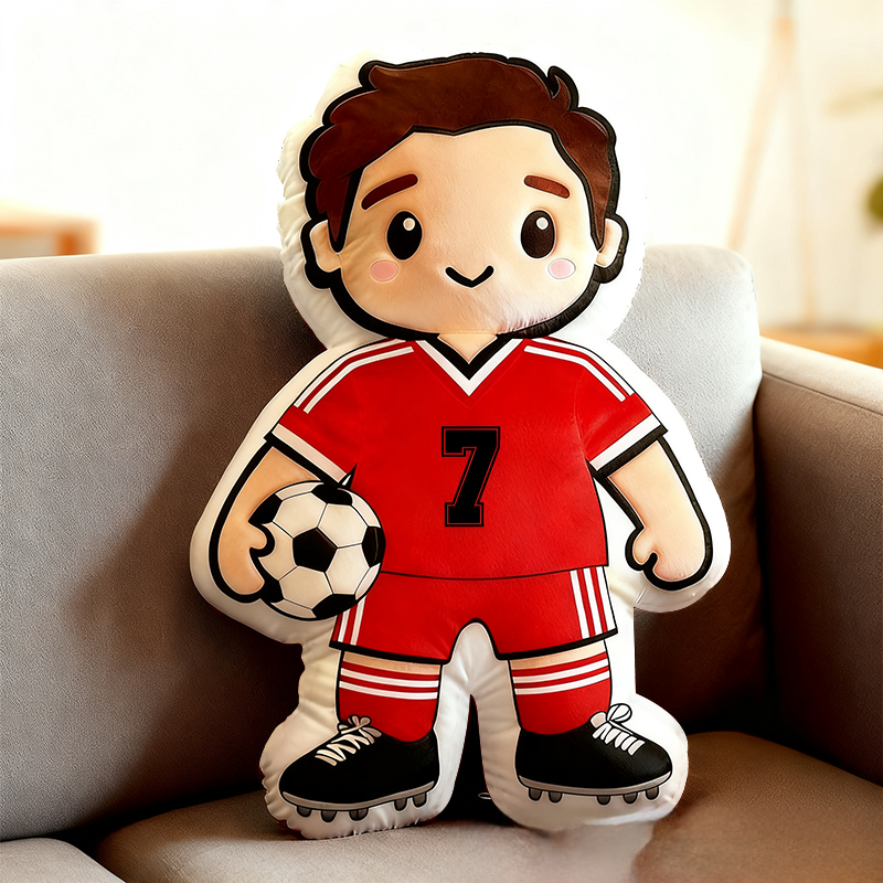 Personalized Soccer Player Pillow with Custom Jersey Number