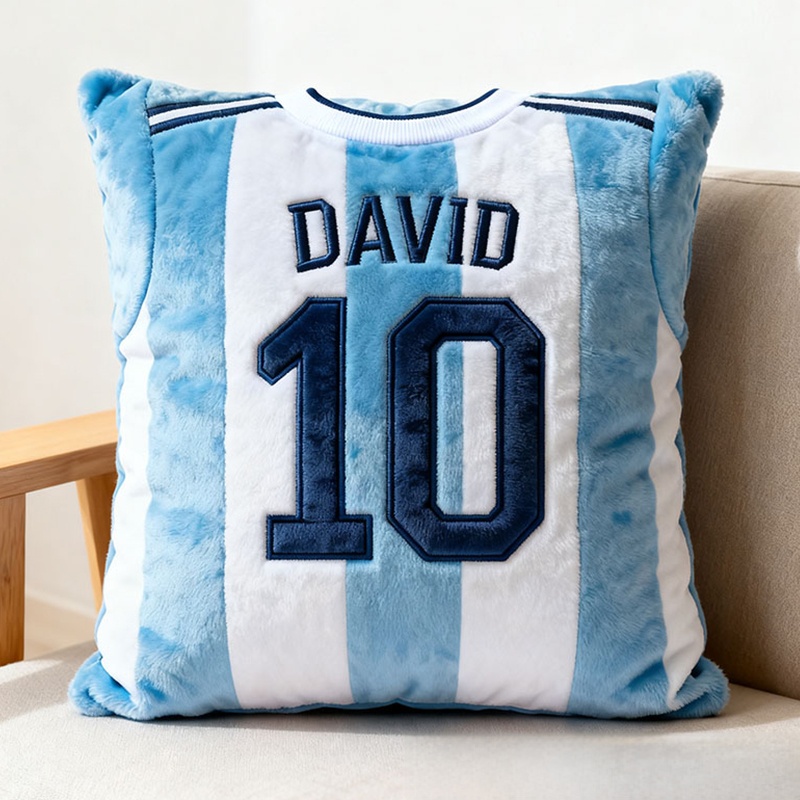 Personalized Graphic 3D Print Soccer Jersey Pillow with Custom Name and Number for Sports Enthusiasts
