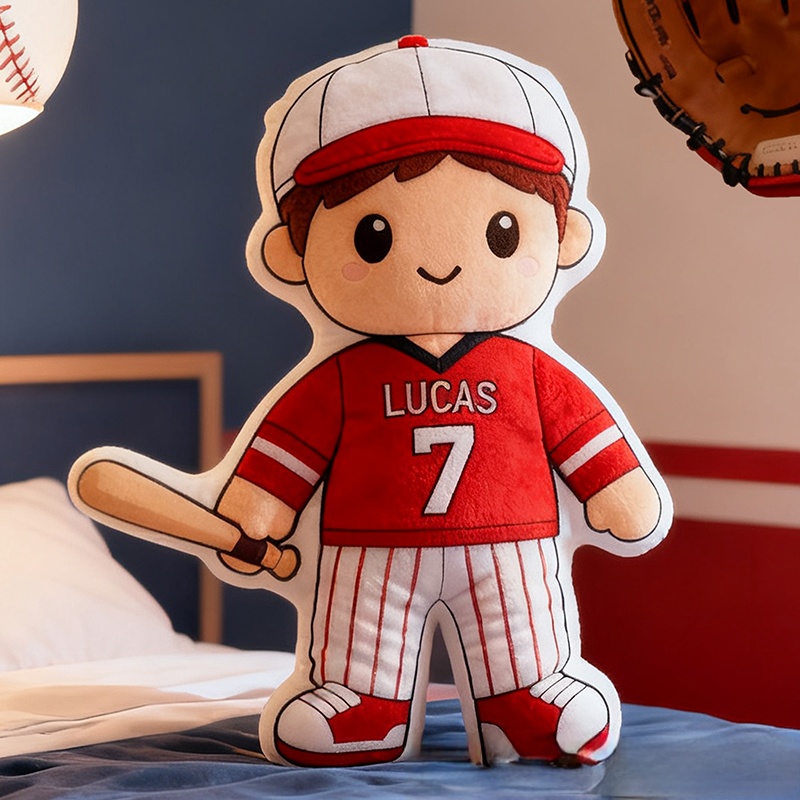 Personalized Baseball Player Pillow with Custom Name and Jersey Number  for Kids and Fans