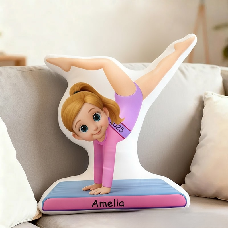 Personalized My Gymnastic Girl Shaped Pillow for Gynamstic Lovers Pillow Christmas Gift for Kids