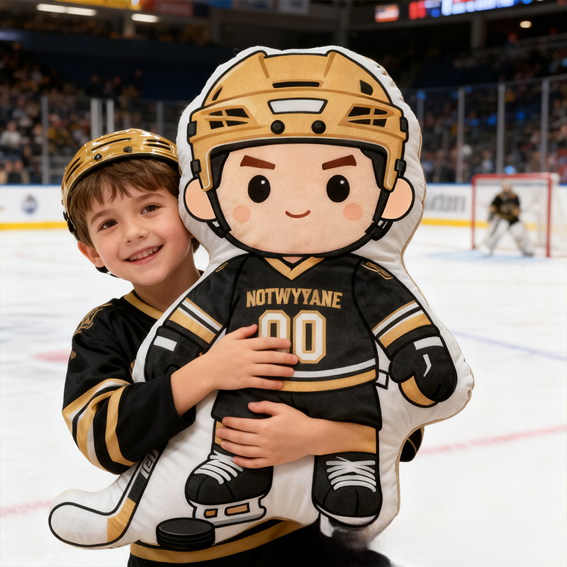 Personalized Ice Hockey Player Pillow with Custom Name and Number Perfect for Fans of All Ages