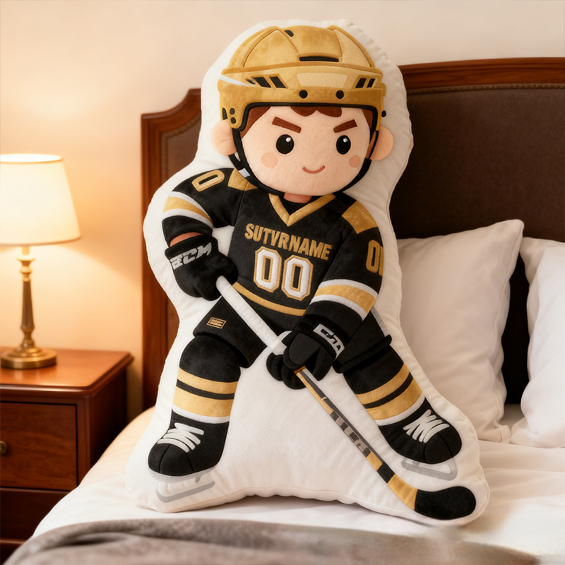 Personalized Ice Hockey Player Pillow with Custom Name and Number Perfect Gift for Hockey Enthusiasts
