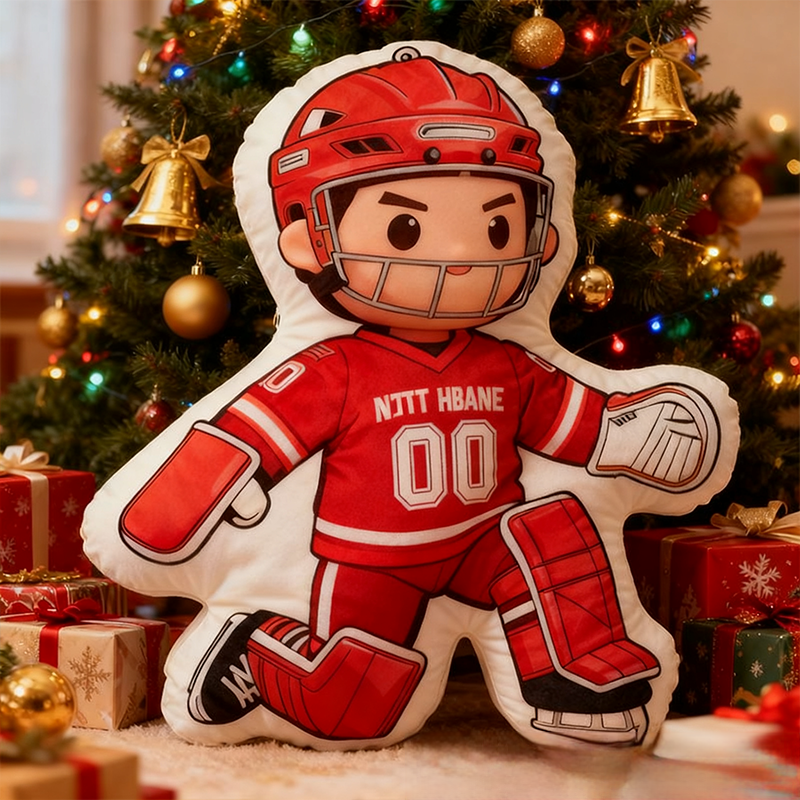 Personalized Ice Hockey Goalie Pillow with Custom Name and Number Perfect for Hockey Fans