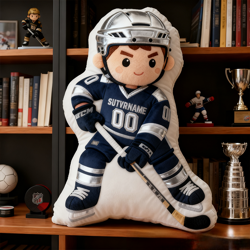Personalized Ice Hockey Player Pillow with Custom Name and Number Perfect Gift for Hockey Enthusiasts