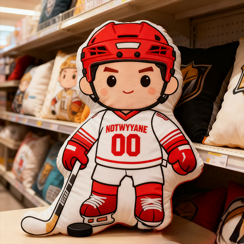 Personalized Ice Hockey Player Pillow with Custom Name and Number Perfect for Fans of All Ages