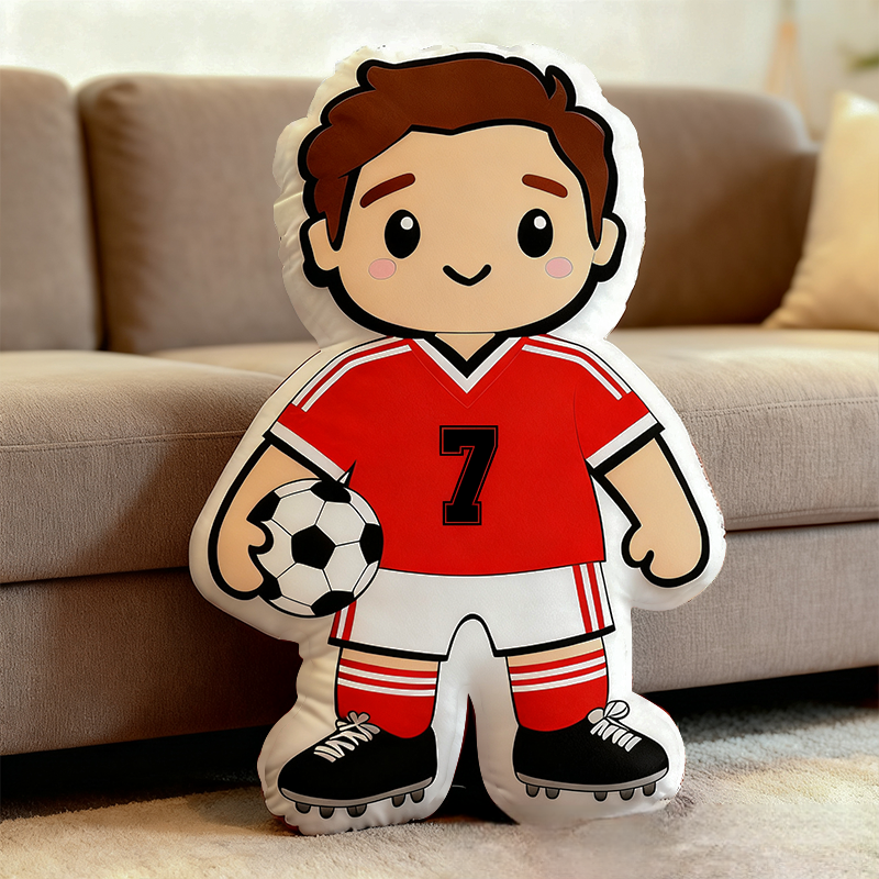 Personalized Soccer Player Pillow with Custom Jersey Number