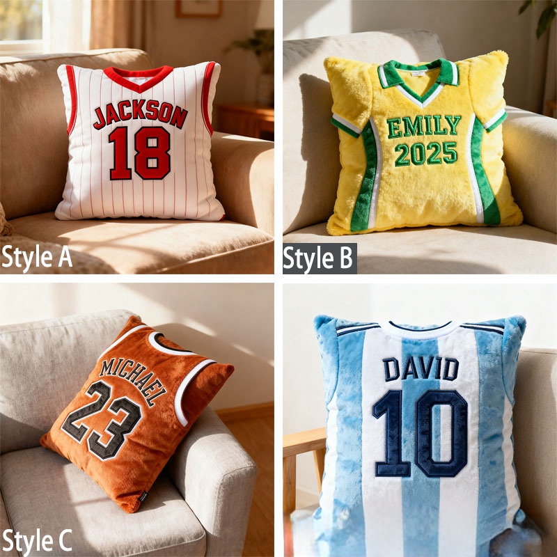 Personalized Graphic 3D Print Soccer Jersey Pillow with Custom Name and Number for Sports Enthusiasts