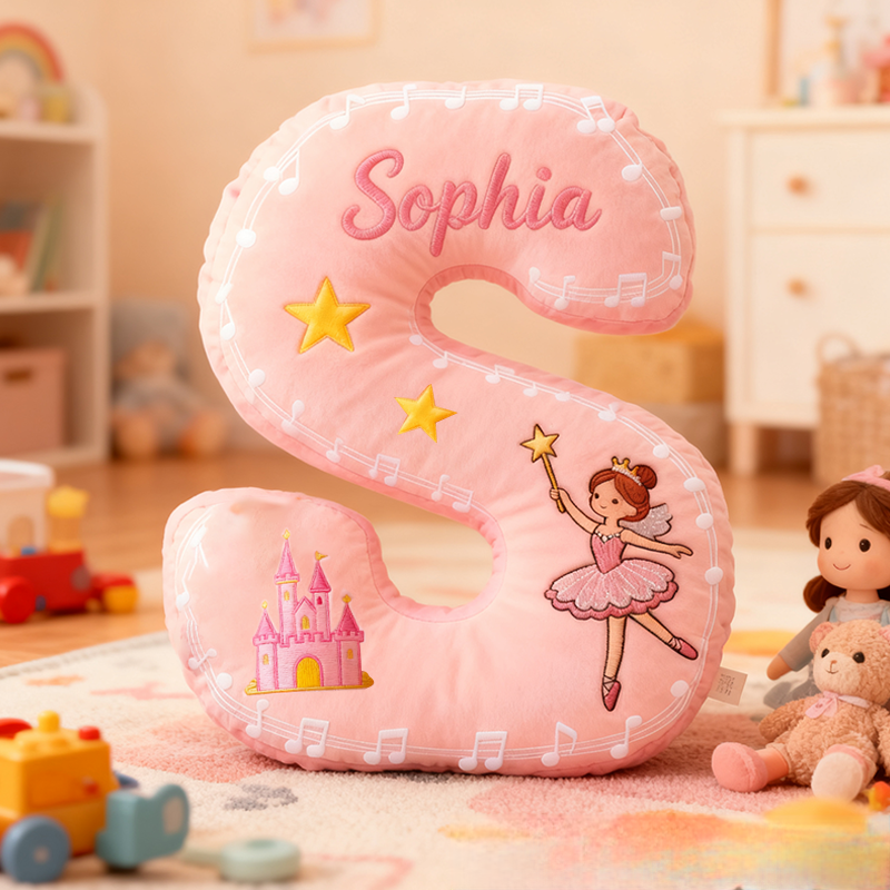 Personalized Colorful 26 Letter Castle Pattern Cute Graphic 3D Print Pillow Cute Magic Beautiful Letter Custom Pillow Gift for Kids